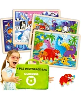 Quokka 4SET 24 Pcs Wooden Puzzles for Kids Ages 4-6 - Mermaids Princess