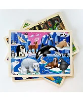 Quokka 4SET 24 Pcs Wooden Puzzles for Kids Ages 4-6 - Mermaids Princess