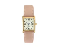 Peugeot Women's Tank Watch Roman Dial Pink Leather Strap