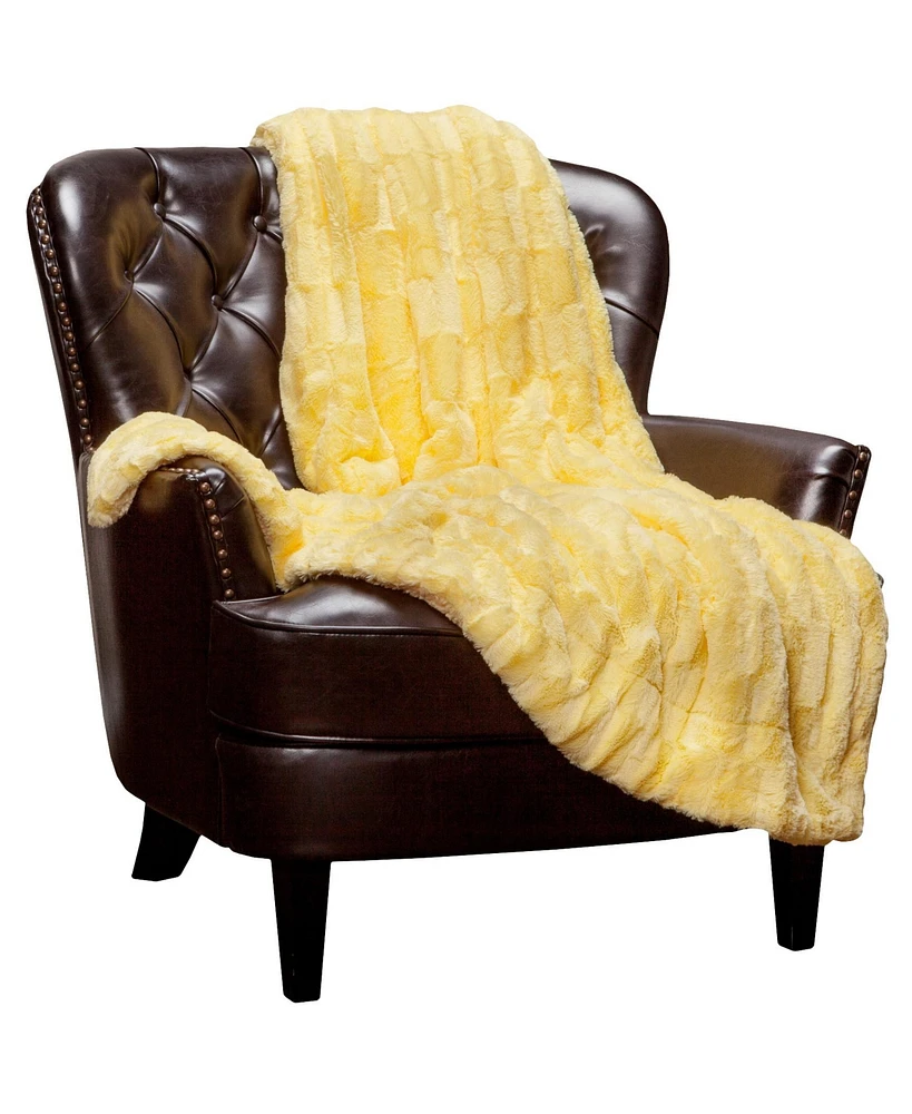 Chanasya Premium Fuzzy Faux Fur Rectangular Embossed Throw Blanket