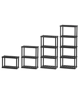 Iris Usa 2-Tier Shelving Unit, 17'' Fixed Height, Medium Storage Organizer for Home, Shoe Rack Entryway, Garage, Closet, and Laundry Room, 24''W x 12'