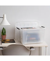 Iris 4 Pack 40qt Plastic Storage Bin with Lid and Secure Latching Buckles, Pearl