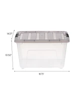 Iris 32 Quart Stack & Pull Clear Plastic Storage Box with Buckles, Gray, Set of 5