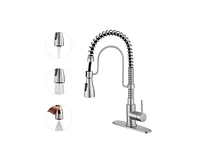 Casainc 1.8 Gpm Spring Neck Pull Down Kitchen Faucet with Deck Plate