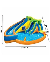 Banzai Pipeline Twist Kids Inflatable Outdoor Water Pool Aqua Park and Slides - Multi