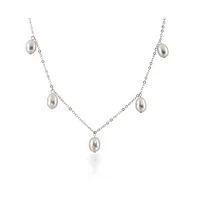 Bling Jewelry Exquisite Sterling Silver Necklace with Multi Dangling Cultured White Freshwater Pearls - Perfect For Women s and Special Occasions