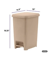 Superio 6.5 Gallon Plastic Slim Trash Can with Lid and Foot Pedal