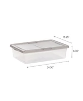 Iris Usa 28 Quart Snap Top Plastic Storage Box, 6 Pack