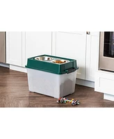 Iris Remington 47lbs/45qt Large Elevated Dog Food Bowl with Airtight Pet Food Storage Container, Green