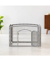 Iris Usa 24-inch Exercise 4-Panel Pet Playpen with Door, Silver