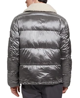 Guess Men's Puffer Jacket with Sherpa Collar