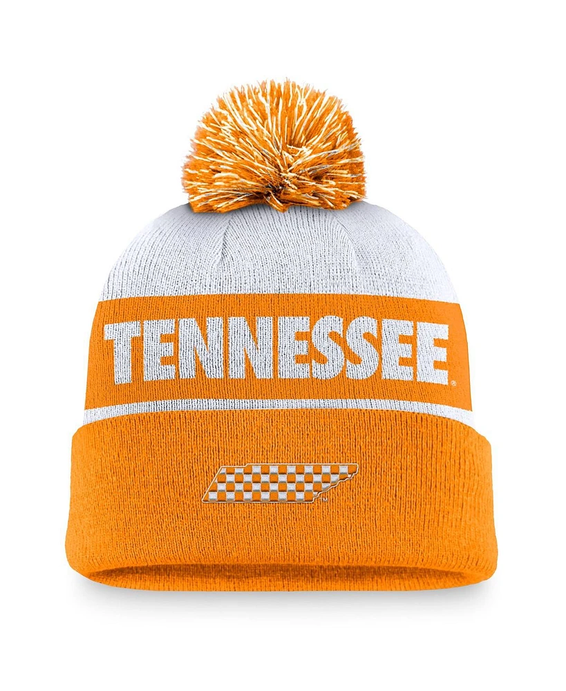 Nike Men's White/Tennessee Orange Tennessee Volunteers Primetime Peak Cuffed Knit Hat with Pom