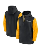 Nike Men's Black/Gold Pittsburgh Steelers 2024/25 Sideline Pre-Game Player 1/2-Zip Hoodie Jacket