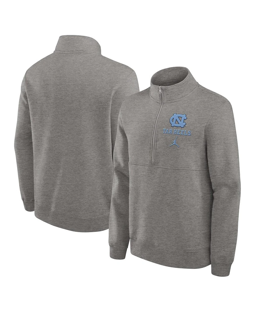 Jordan Men's Heather Gray North Carolina Tar Heels Primetime Club Half-Zip Sweatshirt