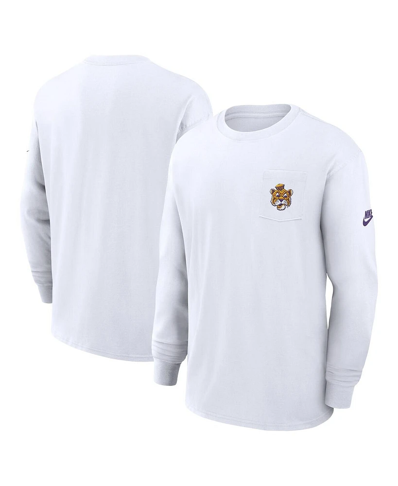 Nike Men's White Lsu Tigers Legacy Max90 Pocket Long Sleeve T-Shirt