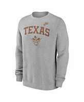 Nike Men's Heather Gray Texas Longhorns Legacy Classic Tackle Twill Embroidered Arch Over Logo Pullover Sweatshirt