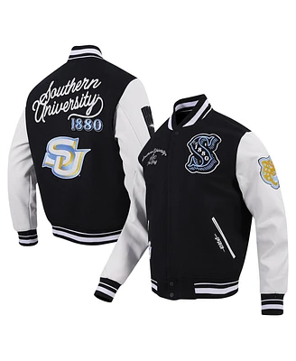 Pro Standard Men's Black Southern University Jaguars Hbcu Vintage Varsity Wool Full-Zip Jacket