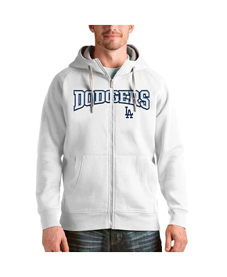 Antigua Men's White Los Angeles Dodgers Team Logo Victory Full-Zip Hoodie