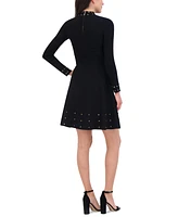 Vince Camuto Women's Embellished Mock Neck Dress