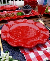 Certified International Perlette Red Dinner Plates, Set of 4