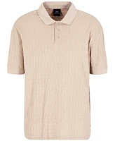 A|X Armani Exchange Men's Allover Textural Logo Polo Shirt