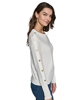 Karl Lagerfeld Paris Women's Button-Sleeve Sweater