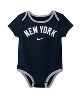 Nike Baby Boys and Girls New York Yankees Authentic Collection Three-Pack Bodysuit Set