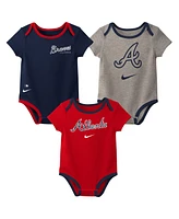 Nike Baby Boys and Girls Atlanta Braves Authentic Collection Three-Pack Bodysuit Set