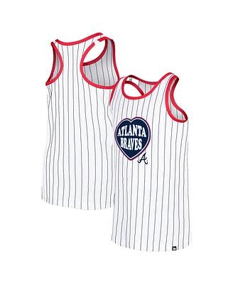 New Era Big Girls White Atlanta Braves Pinstripe Tank Top