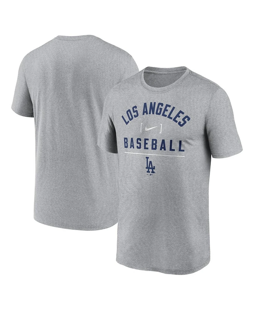 Nike Men's Heather Charcoal Los Angeles Dodgers Arch Baseball Stack Performance T-Shirt