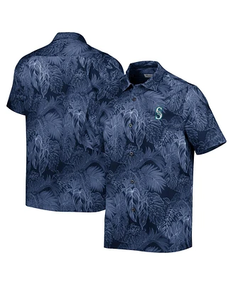 Tommy Bahama Men's Navy Seattle Mariners Coast Luminescent Fronds IslandZone Button-Up Camp Shirt