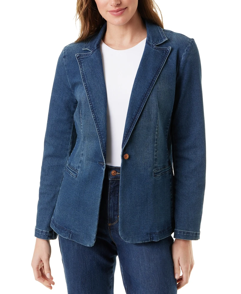 Gloria Vanderbilt Women's Denim One-Button Blazer