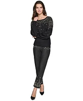 Karl Lagerfeld Paris Women's Imitation-Pearl Embellished Sweater, Regular & Petites