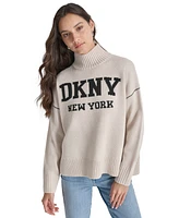 Dkny Jeans Women's Intarsia Logo Turtleneck Sweater