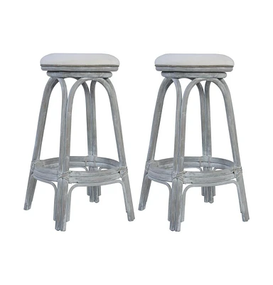 vidaXL Bar Stools 2 pcs Gray Rattan