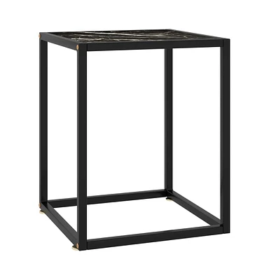 vidaXL Coffee Table Black with Black Marble Glass 15.7"x15.7"x19.7"