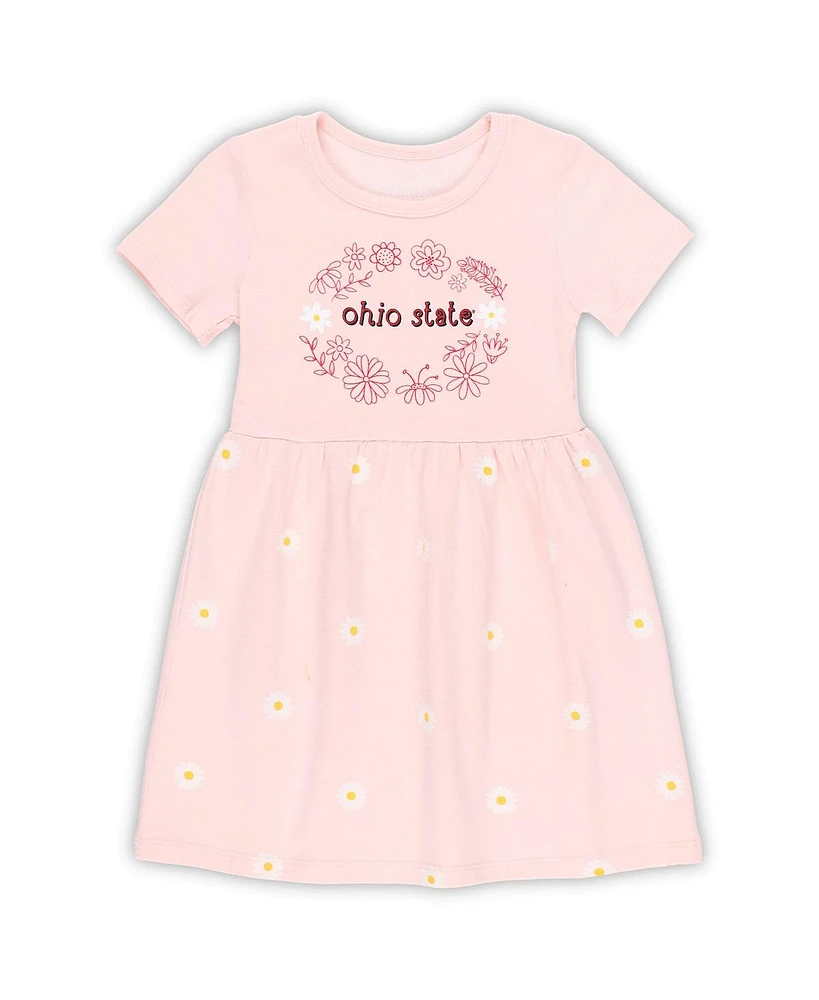 Wes & Willy Girls Toddler Pink Ohio State Buckeyes Daisy Dress