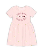 Wes & Willy Girls Toddler Pink Ohio State Buckeyes Daisy Dress