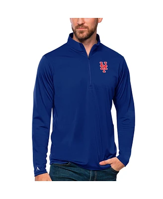 Antigua Men's Royal New York Mets Tribute Quarter-Zip Pullover Top