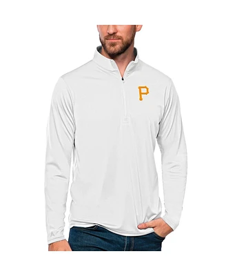 Antigua Men's White Pittsburgh Pirates Tribute Quarter-Zip Pullover Top