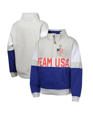 Outerstuff Big Girls Gray/Blue Team Usa Looney Tunes Half-Zip Pullover Top