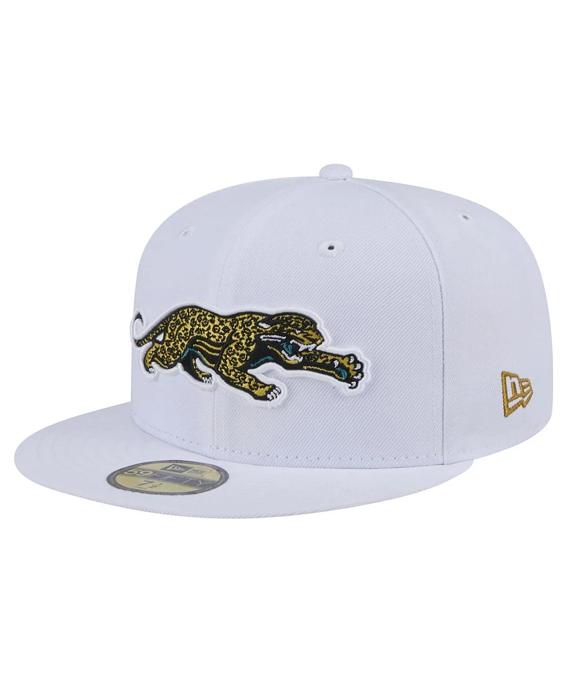 New Era Men's White Jacksonville Jaguars Throwback Crawl Omaha 59FIFTY Fitted Hat