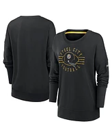 Nike Women's Black Pittsburgh Steelers Rewind Playback Icon Performance Pullover Sweatshirt