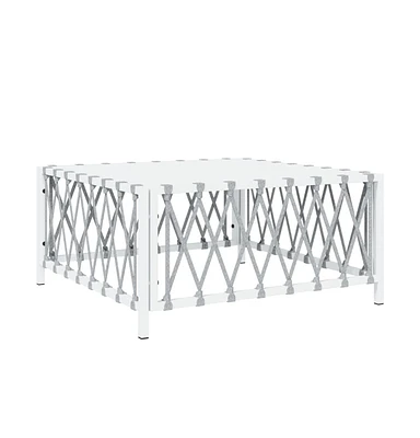 vidaXL Patio Table White 27.6"x27.6"x13.4" Woven Fabric