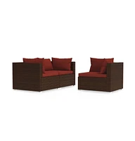 vidaXL Piece Patio Lounge Set with Cushions Brown Poly Rattan