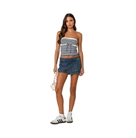 Edikted Women's Striped Eyelet Trim Tube Top