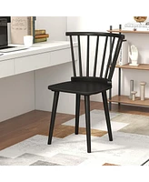 Costway Rubber Wood Windsor Dining Chairs Set of 2 with Spindle Back for Living Room