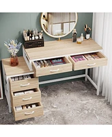 Tribesigns Vanity Desk with 5 Drawers, Makeup Table Dressing Side 3