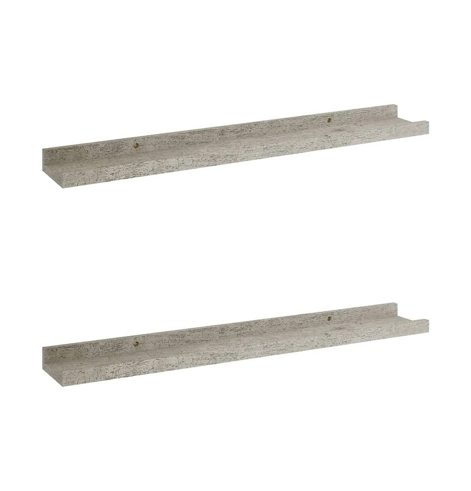 vidaXL Wall Shelves 2 pcs Concrete Gray 23.6"x3.5"x1.2"