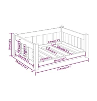 vidaXL Dog Bed White 29.7"x21.9"x11" Solid Wood Pine